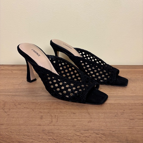 L'AGENCE Shoes - L'AGENCE‎ Jacques Sandal Heels Black Women Size 10 Woven Knit Mule Casual Formal
